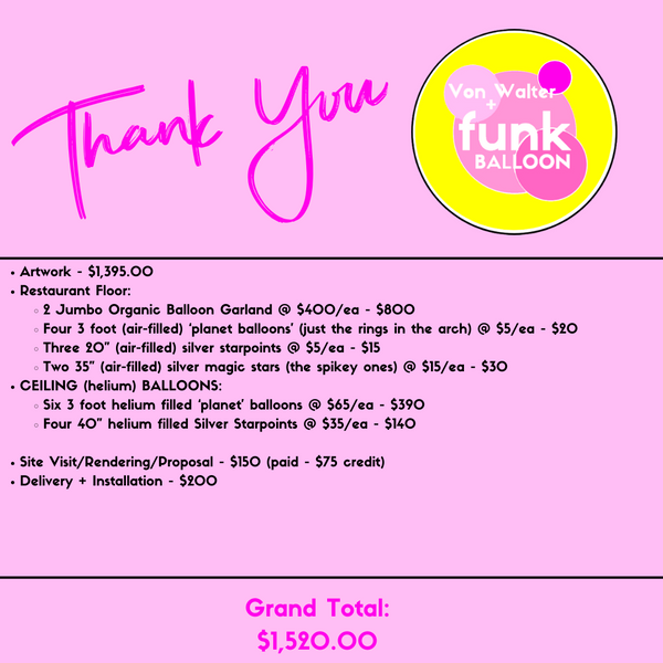 Gricks Custom Balloon Installation - Job ID: 050424PGHOPERA