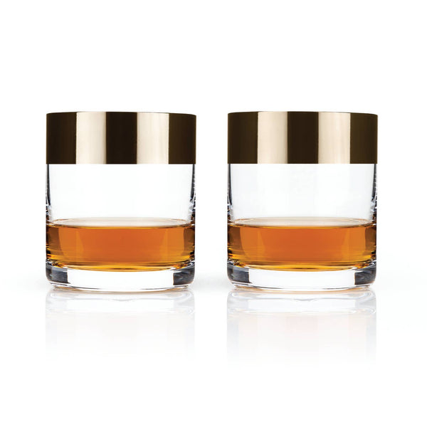 Irving Bronze Rim Tumblers (Set of 2) by Viski