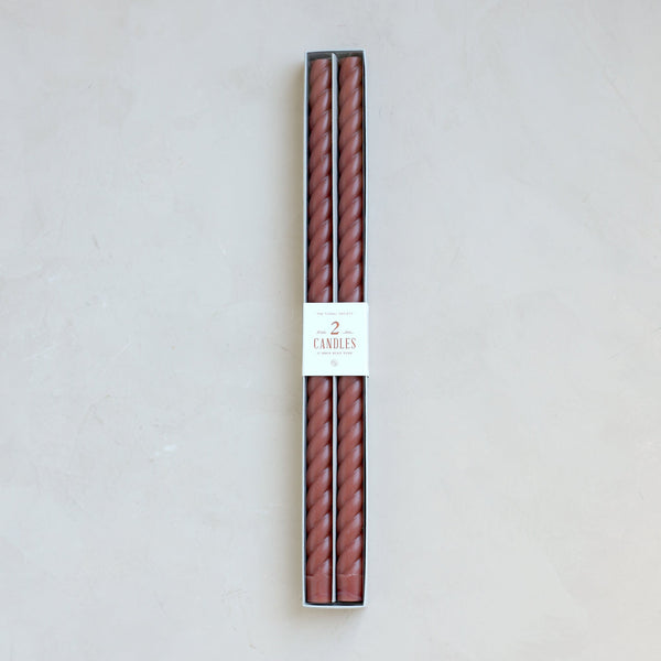 Pair of 18 in Fancy Taper Candles in Clay