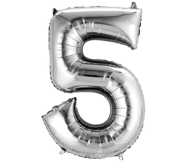 34" Foil '5' Number Balloon (more colors)