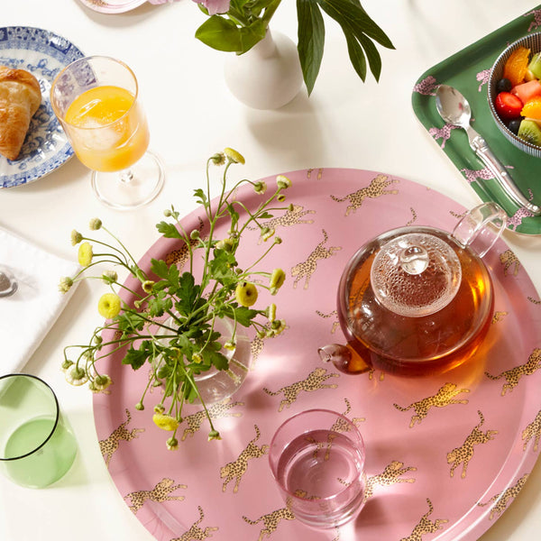 Yellow Leopard Round Serving Tray by BLU KAT