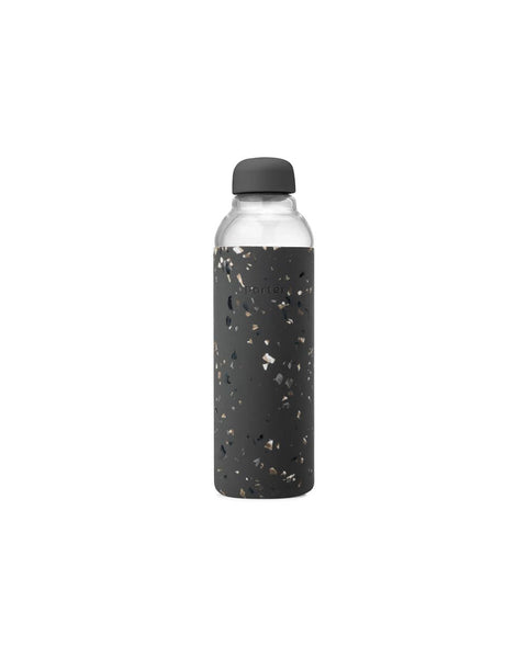 Porter Glass and Silicon Reusable Water Bottle in Charcoal Terrazzo