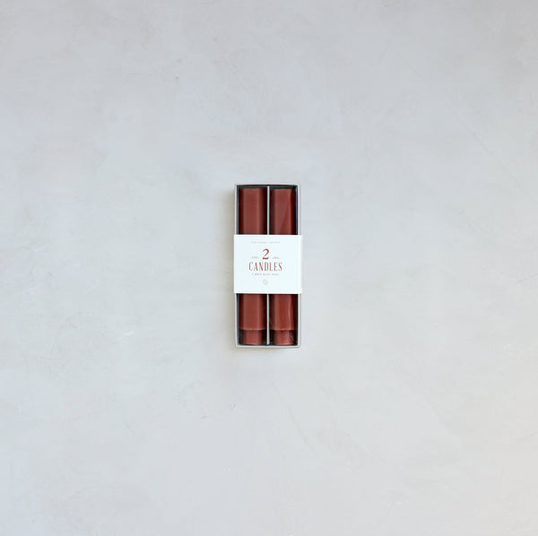 Pair of 6" Fancy Taper Candles in Clay