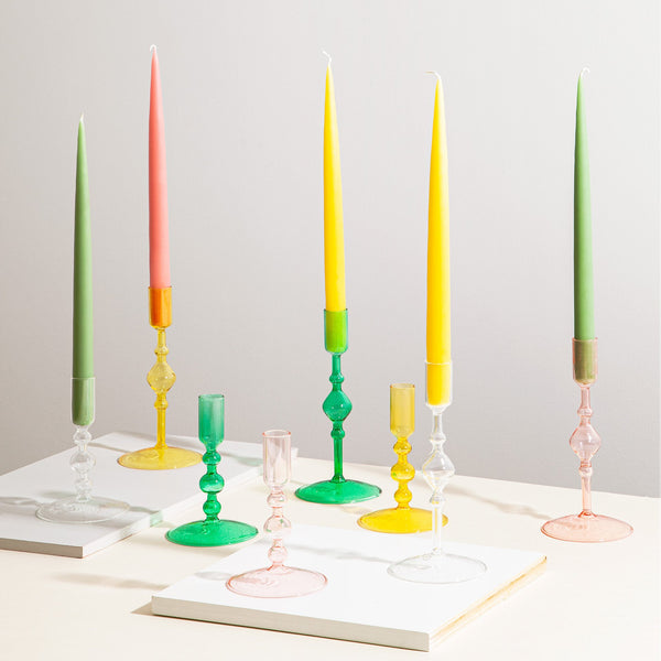 Glass Candlestick Holder in Short