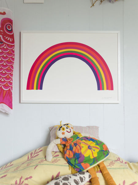 Banquet Neon Rainbow Art Print-Framed