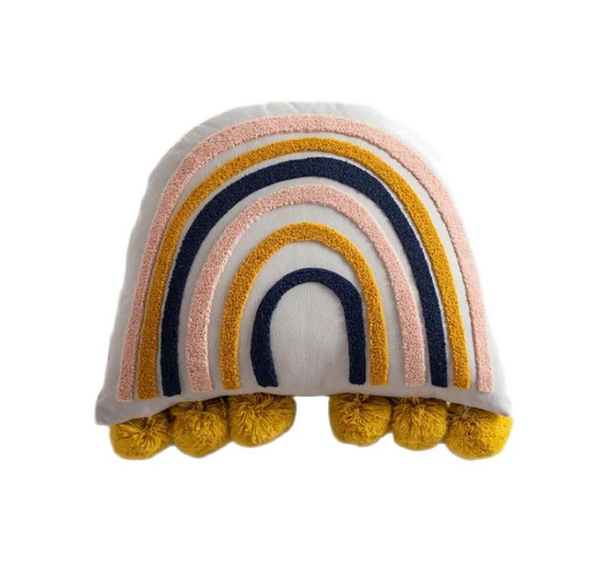 Cotton & Terry Pom-Pom Rainbow Pillow π