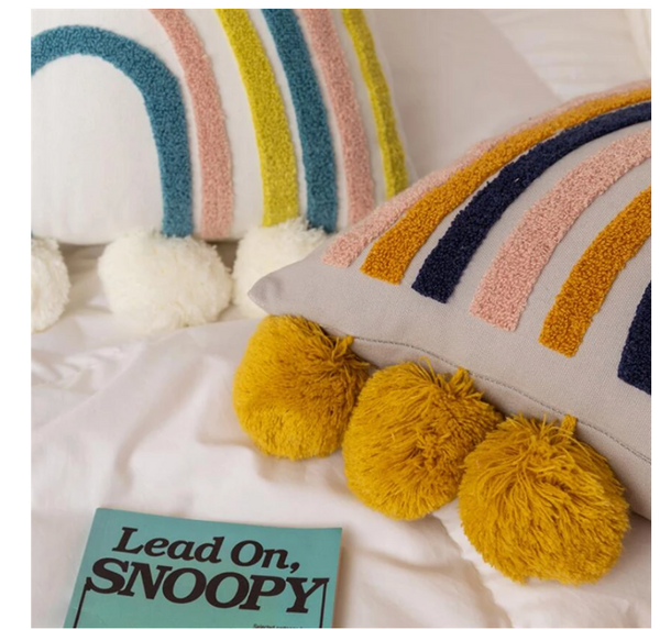 Cotton & Terry Pom-Pom Rainbow Pillow π