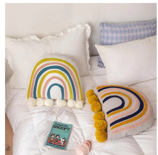 Cotton & Terry Pom-Pom Rainbow Pillow π