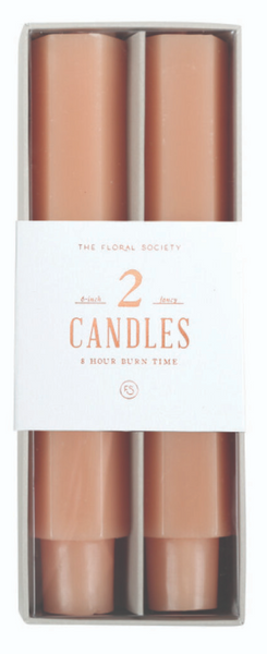Pair of 6" Fancy Taper Candles in Petal