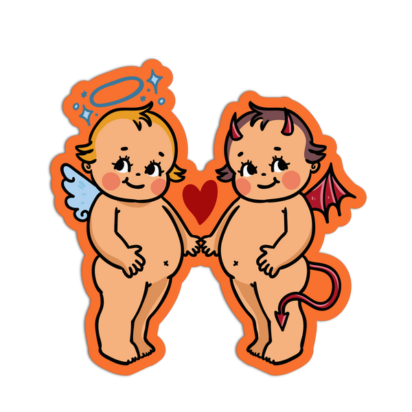 Devil & Angel Kewpie Baby Vinyl Sticker