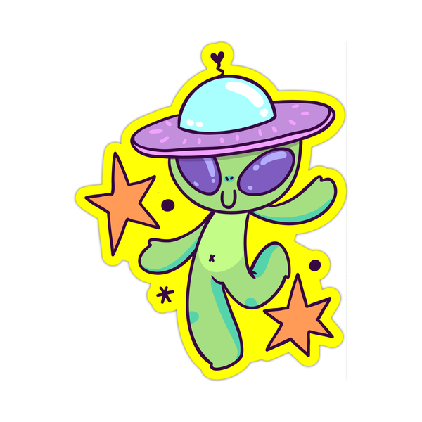 Alien and Stars Out of This World Vinyl Sticker
