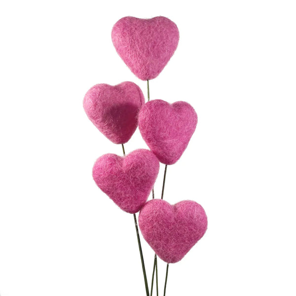 Wool Felt Heart Single Stem