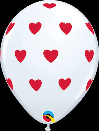 11" Red and White Heart Pattern Valentine's Day Latex Helium Balloon