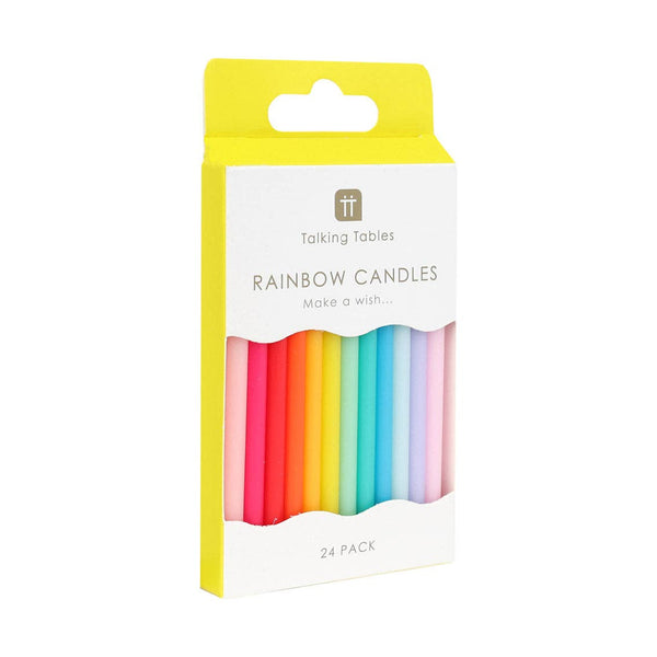 Rainbow Birthday Candles - 24 Pack | Cake Candles |