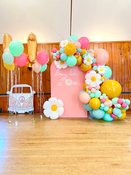 extra large organic hippie daisy balloon garland arch pittsburgh