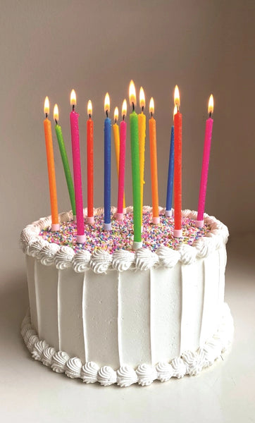 16 pack glitter neon rainbow birthday cake candles tall 4.5 inch sparkly pick up or delivery Pittsburgh Lawrenceville