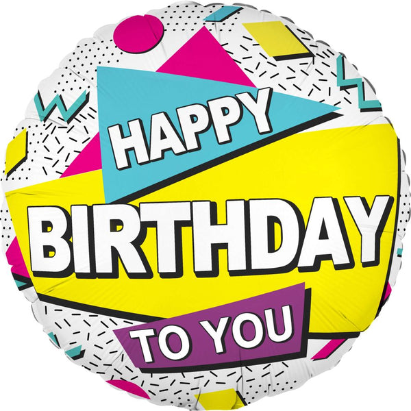 90s retro happy birthday foil helium balloon delivery pittsburgh