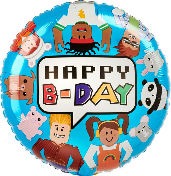 18 inch party town mine craft pixel happy birthday foil helium balloon delivery pittsburgh