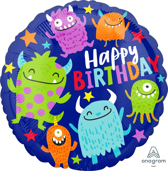 18 inch little monsters happy birthday foil helium balloon delivery pittsburgh