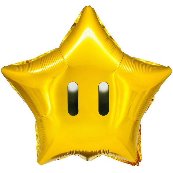 18" Gold Star With Eyes Foil Balloon