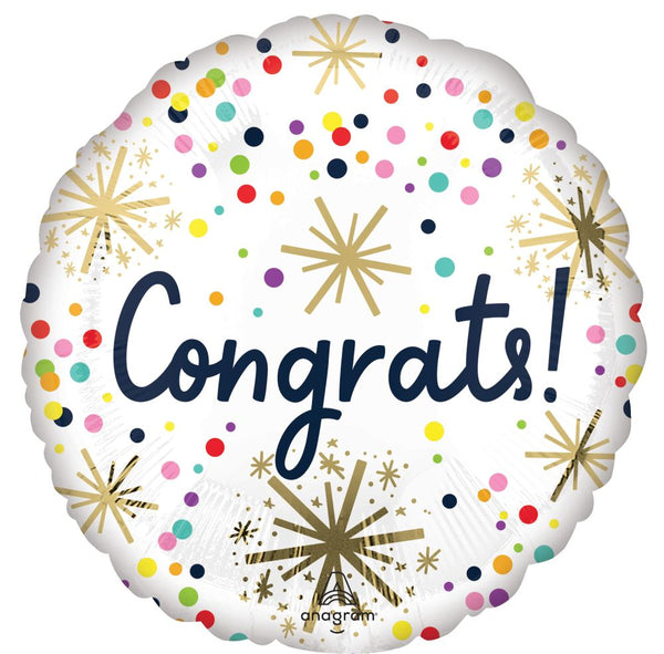 18" confetti rainbow congratulations graduation foil helium balloon pittsburgh delivery