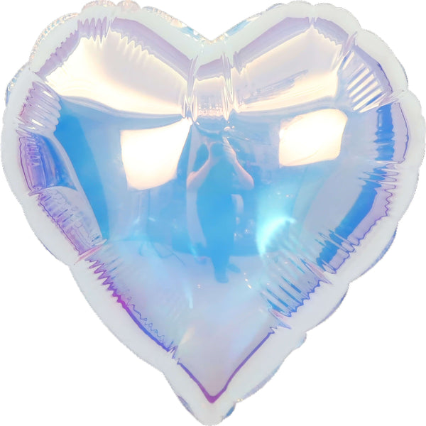 18 inch iridescent white foil helium filled heart balloon for pick up and delivery in pittsburgh