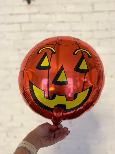 18 inch jack-o-lantern foil mylar helium Halloween balloon spooky fun festive pumpkin carving smiling orange pick up or delivery Pittsburgh Lawrenceville small business