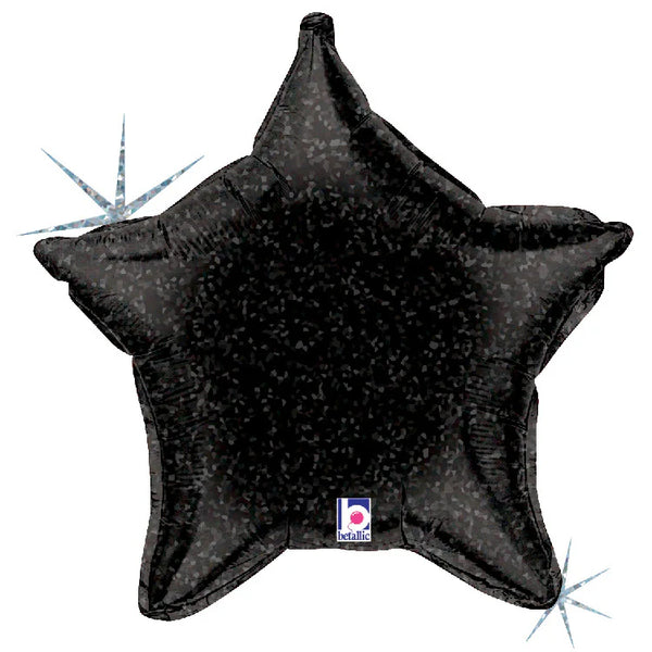 black holographic 20 inch star foil mylar helium balloon goth punk halloween dark cool halloween sparkle pick up or delivery Pittsburgh lawrenceville small business