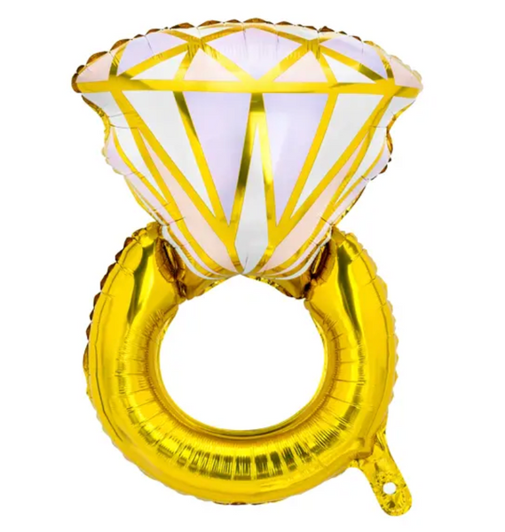 24 inch shiny gold and white foil helium wedding engagement balloon for delivery in pittsburgh