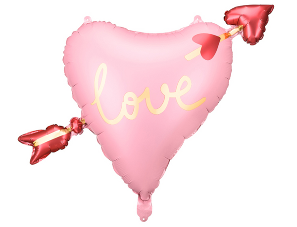 26 inch pink gold and red cupids arrow heart love valentines day foil helium balloon for delivery in pittsburgh