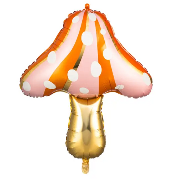 26 inch soft pink, orange and gold foil mushroom helium balloon for delivery in pittsburgh