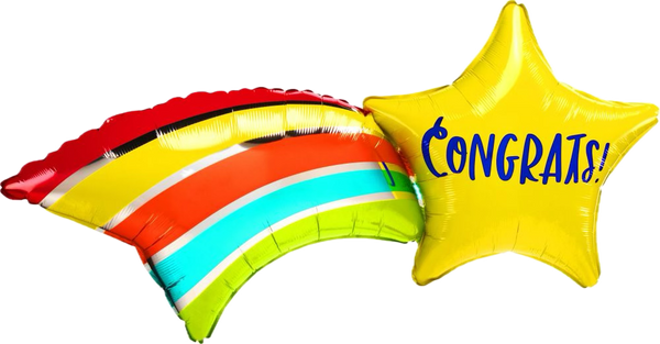 27 inch rainbow shooting star congrats! foil helium balloon for pick up and delivery in pittsburgh
