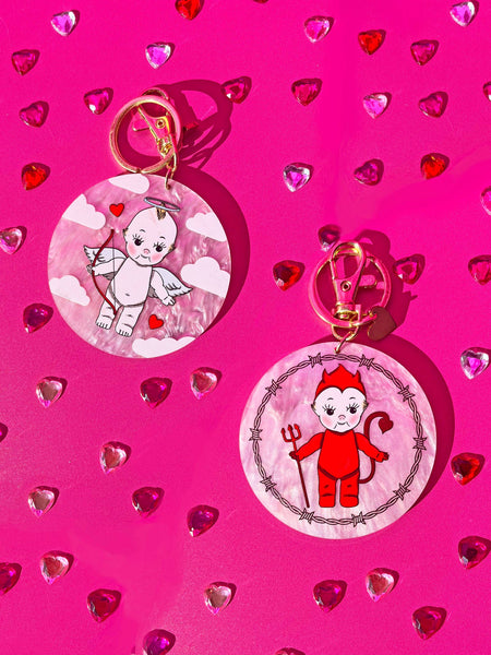 Angel and Devil Kewpie Baby Keychain