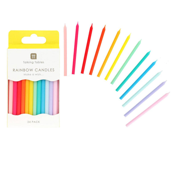 Rainbow Birthday Candles - 24 Pack | Cake Candles |