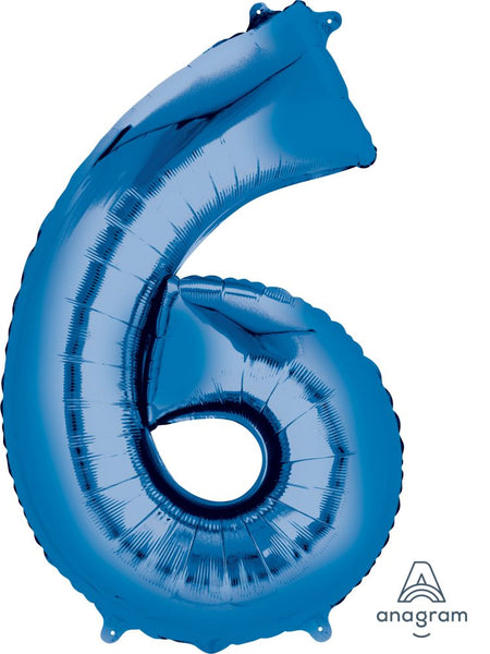 34" Foil Mylar '6' Number Helium Balloon (more colors)