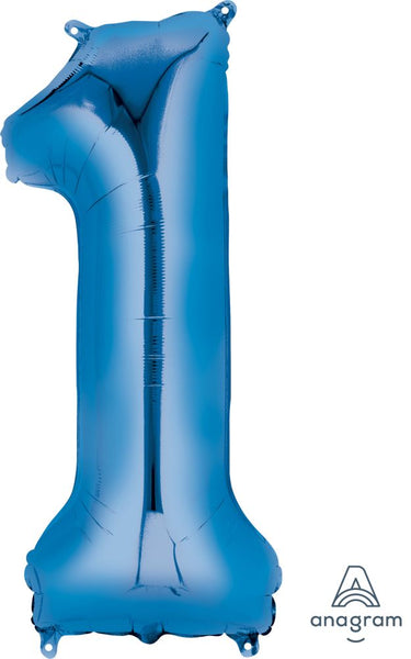 34" Foil Mylar '1' Number Helium Balloon (more colors)