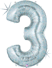 34" Foil Mylar '3' Number Helium Balloon (more colors)