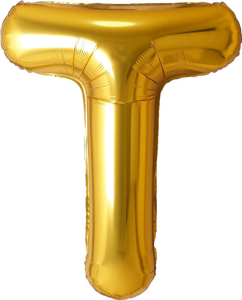 34 inch gold letter T foil mylar helium balloon for pick up and delivery in Pittsburgh PA