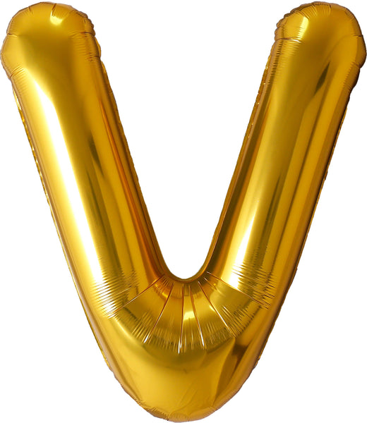 34 inch gold letter V foil mylar helium balloon for pick up or delivery in Pittsburgh PA
