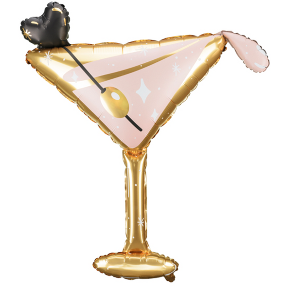 39 inch pink and gold martini glass foil helium balloon for delivery in pittsburgh