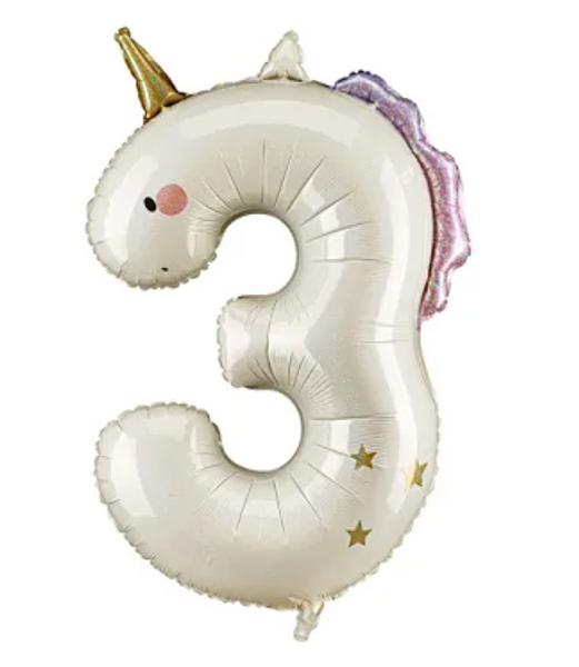 40 inch unicorn foil helium number 3 balloon delivery pittsburgh