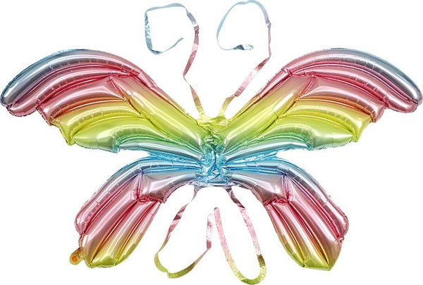 birthday rainbow pride wearable adjustable unique angel wings butterfly balloon foil mylar princess fairy cute cutesy aesthetic holographic colorful balloons near me