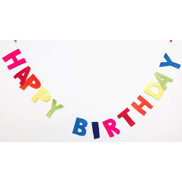 60" Felt Text Garland, Happy Birthday