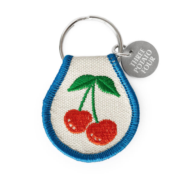 Cherry Patch Embroidered Keychain
