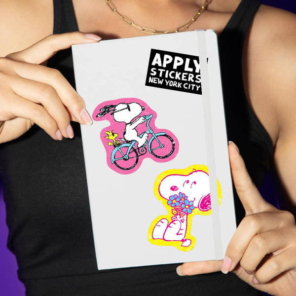 Snoopy Riding a Bicycle Vinyl Sticker