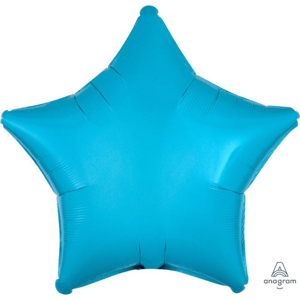 18" Caribbean Blue Pink Star Foil Mylar Helium Balloon