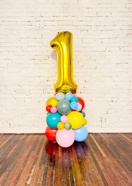 Classic symmetrical latex and foil number balloon stack for delivery and pick up in Pittsburgh
