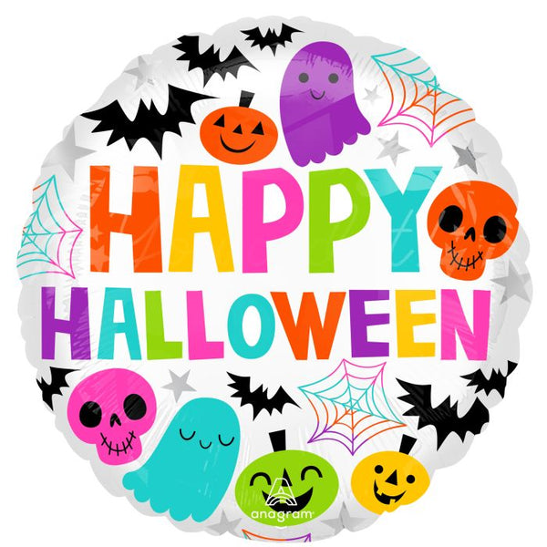 Colorful "Happy Halloween" Round Foil Mylar Balloon