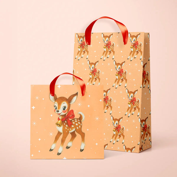 Retro Reindeer Holiday Gift Bag (medium)