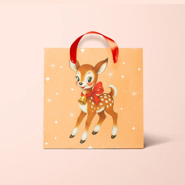 Retro Reindeer Holiday Gift Bag (small)